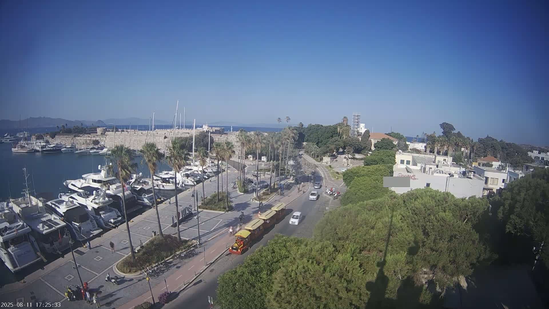 Kos City, Kos Island Harbour, Nerantzia Castle towards East View Live Cam - Kos, Dodacanese, South Aegean (Periféreia Notíou Aigaíou), Greece