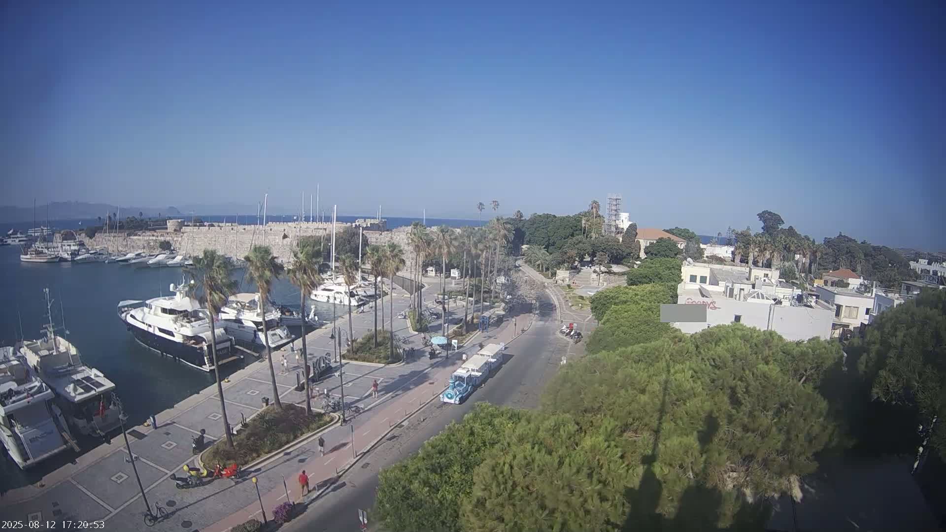 Kos City, Kos Island Harbour, Nerantzia Castle towards East View Live Cam - Kos, Dodacanese, South Aegean (Periféreia Notíou Aigaíou), Greece