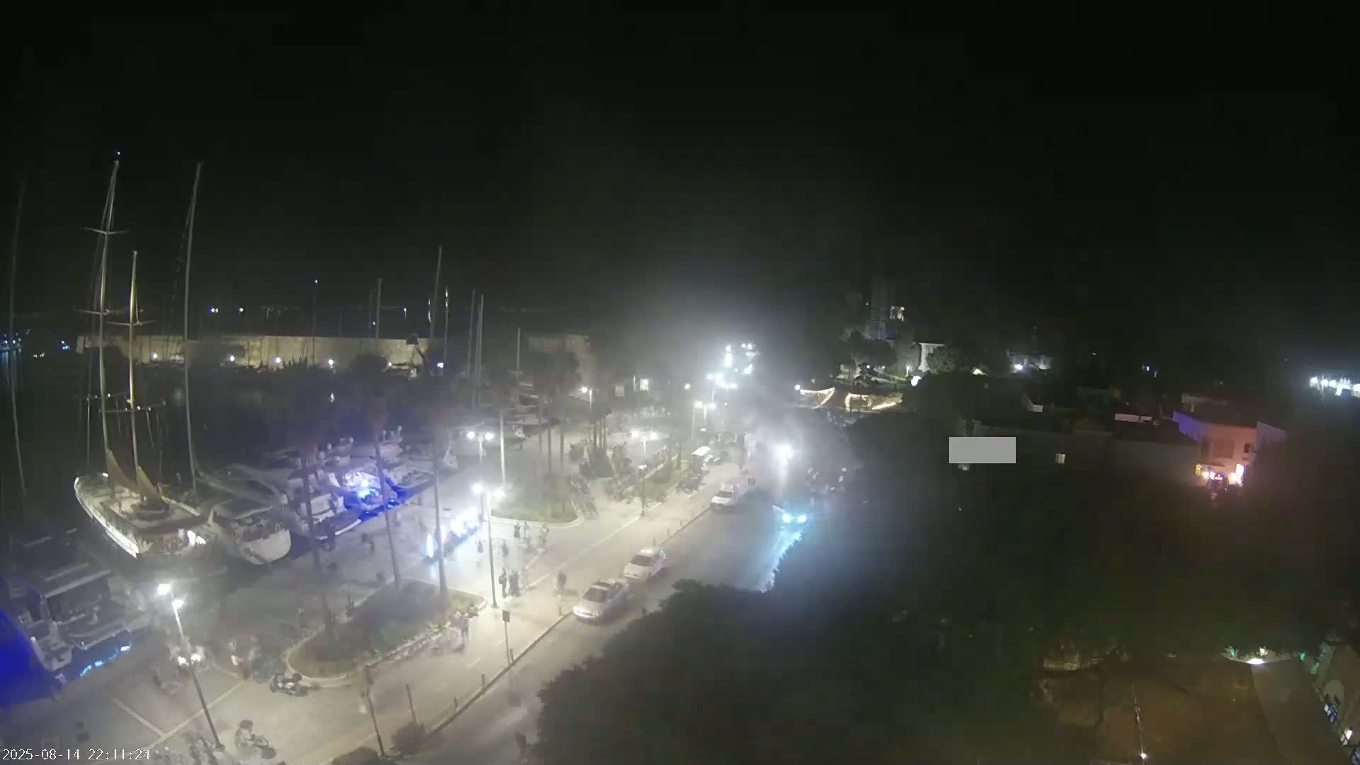 Kos City, Kos Island Harbour, Nerantzia Castle towards East View Live Cam - Kos, Dodacanese, South Aegean (Periféreia Notíou Aigaíou), Greece