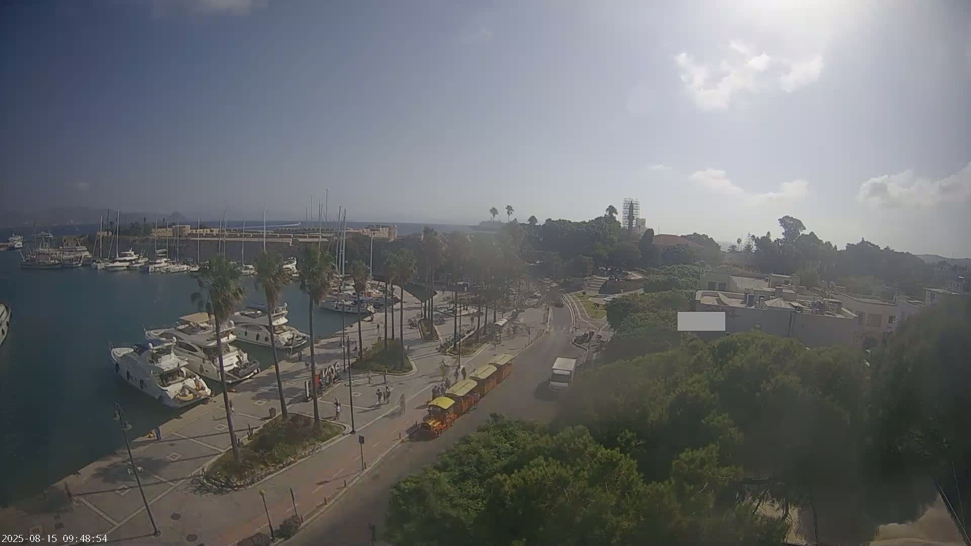 Kos City, Kos Island Harbour, Nerantzia Castle towards East View Live Cam - Kos, Dodacanese, South Aegean (Periféreia Notíou Aigaíou), Greece
