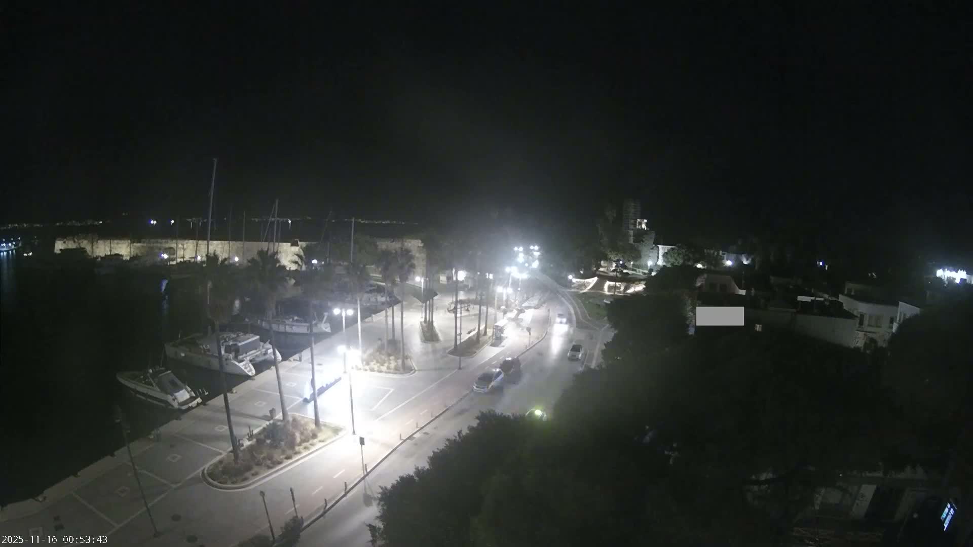 Kos City, Kos Island Harbour, Nerantzia Castle towards East View Live Cam - Kos, Dodacanese, South Aegean (Periféreia Notíou Aigaíou), Greece