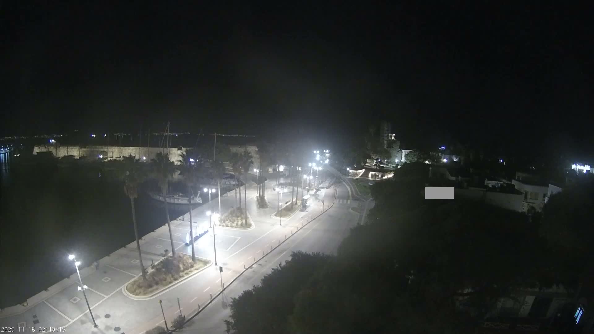Kos City, Kos Island Harbour, Nerantzia Castle towards East View Live Cam - Kos, Dodacanese, South Aegean (Periféreia Notíou Aigaíou), Greece