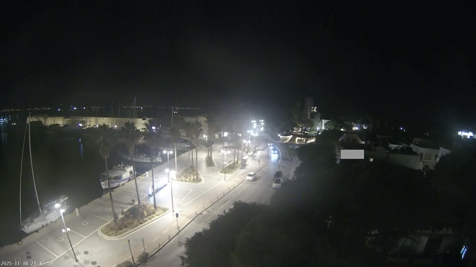 Kos City, Kos Island Harbour, Nerantzia Castle towards East View Live Cam - Kos, Dodacanese, South Aegean (Periféreia Notíou Aigaíou), Greece