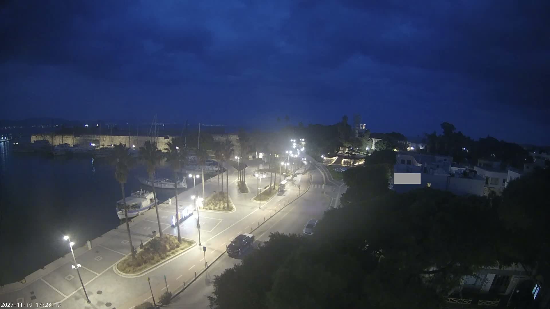 Kos City, Kos Island Harbour, Nerantzia Castle towards East View Live Cam - Kos, Dodacanese, South Aegean (Periféreia Notíou Aigaíou), Greece