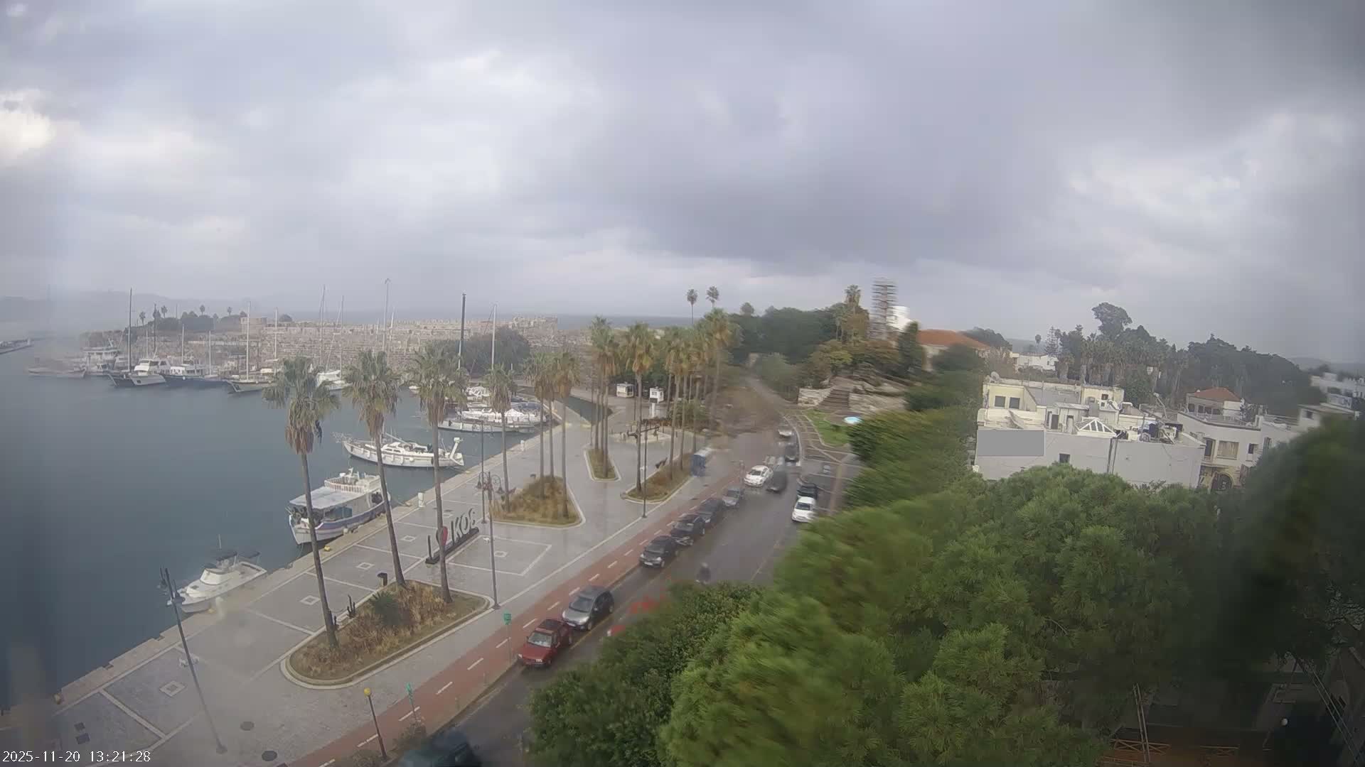 Kos City, Kos Island Harbour, Nerantzia Castle towards East View Live Cam - Kos, Dodacanese, South Aegean (Periféreia Notíou Aigaíou), Greece