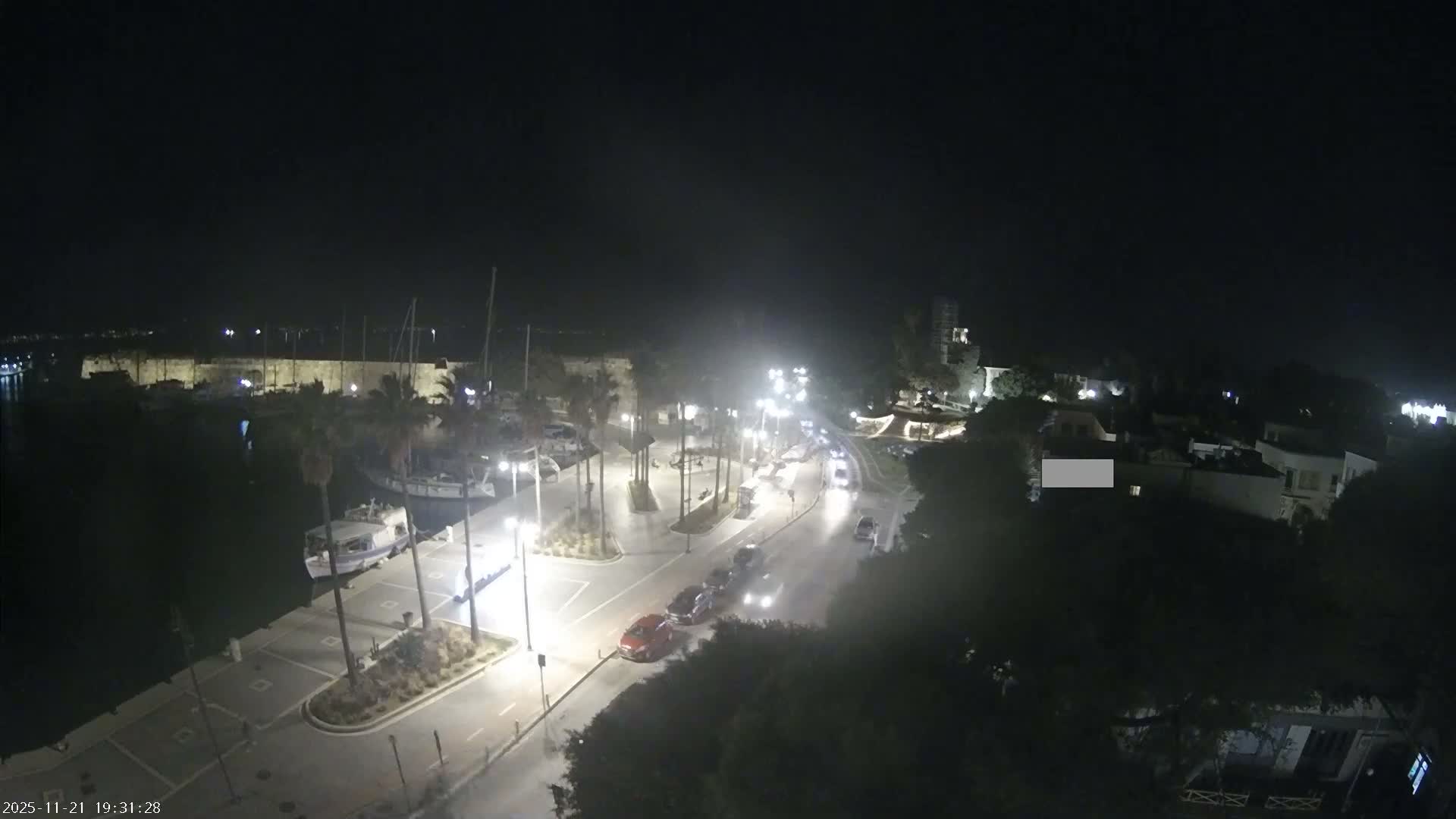 Kos City, Kos Island Harbour, Nerantzia Castle towards East View Live Cam - Kos, Dodacanese, South Aegean (Periféreia Notíou Aigaíou), Greece