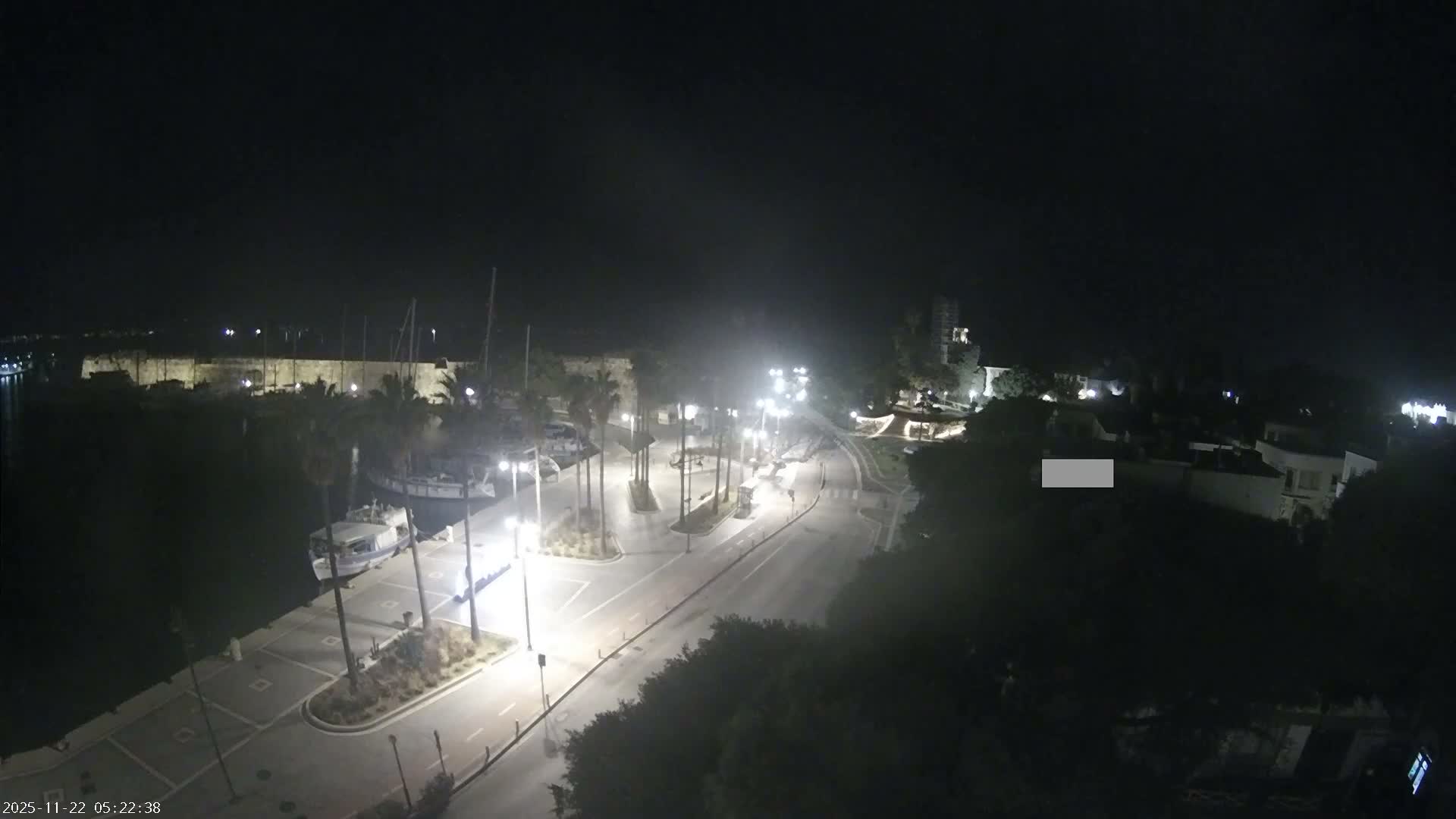 Kos City, Kos Island Harbour, Nerantzia Castle towards East View Live Cam - Kos, Dodacanese, South Aegean (Periféreia Notíou Aigaíou), Greece