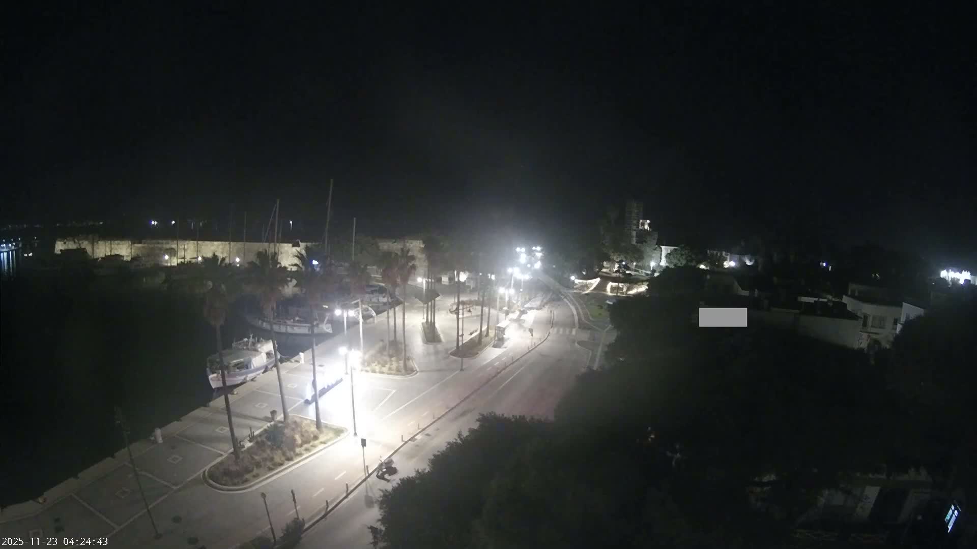 Kos City, Kos Island Harbour, Nerantzia Castle towards East View Live Cam - Kos, Dodacanese, South Aegean (Periféreia Notíou Aigaíou), Greece