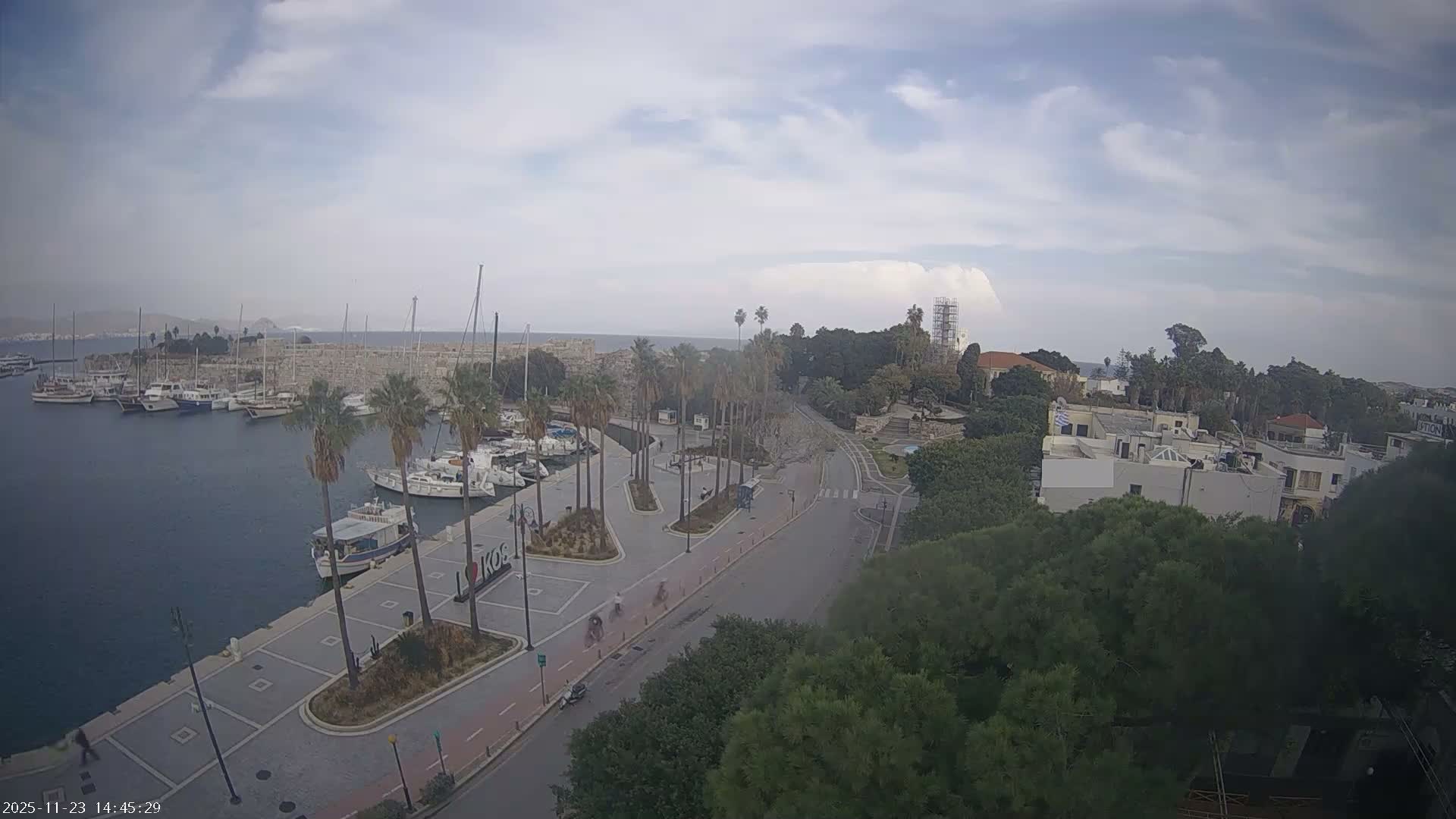 Kos City, Kos Island Harbour, Nerantzia Castle towards East View Live Cam - Kos, Dodacanese, South Aegean (Periféreia Notíou Aigaíou), Greece