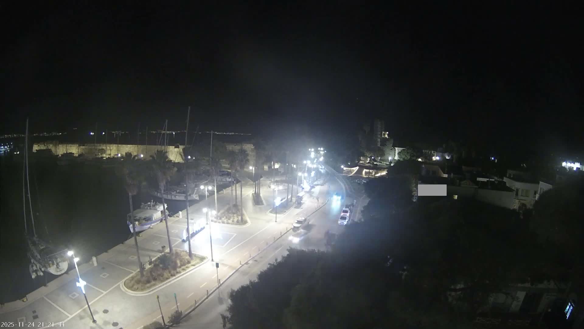 Kos City, Kos Island Harbour, Nerantzia Castle towards East View Live Cam - Kos, Dodacanese, South Aegean (Periféreia Notíou Aigaíou), Greece