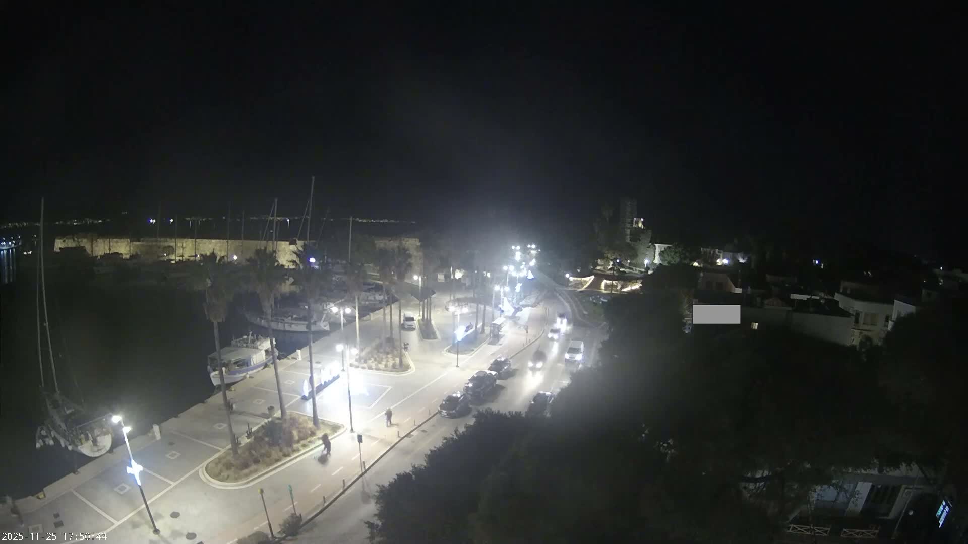 Kos City, Kos Island Harbour, Nerantzia Castle towards East View Live Cam - Kos, Dodacanese, South Aegean (Periféreia Notíou Aigaíou), Greece