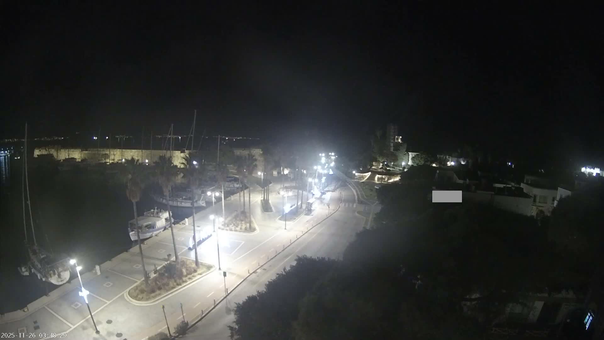 Kos City, Kos Island Harbour, Nerantzia Castle towards East View Live Cam - Kos, Dodacanese, South Aegean (Periféreia Notíou Aigaíou), Greece