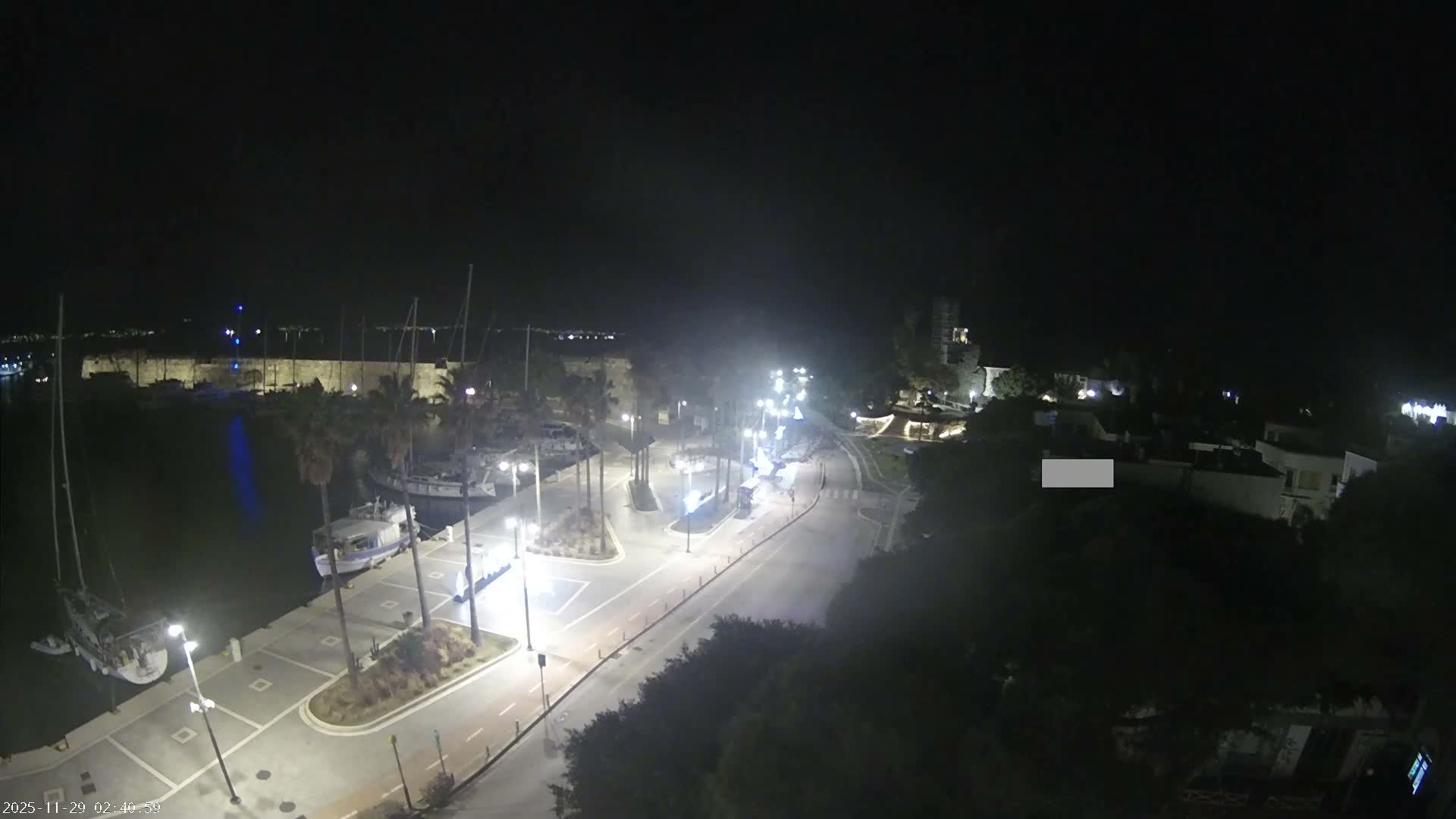 Kos City, Kos Island Harbour, Nerantzia Castle towards East View Live Cam - Kos, Dodacanese, South Aegean (Periféreia Notíou Aigaíou), Greece