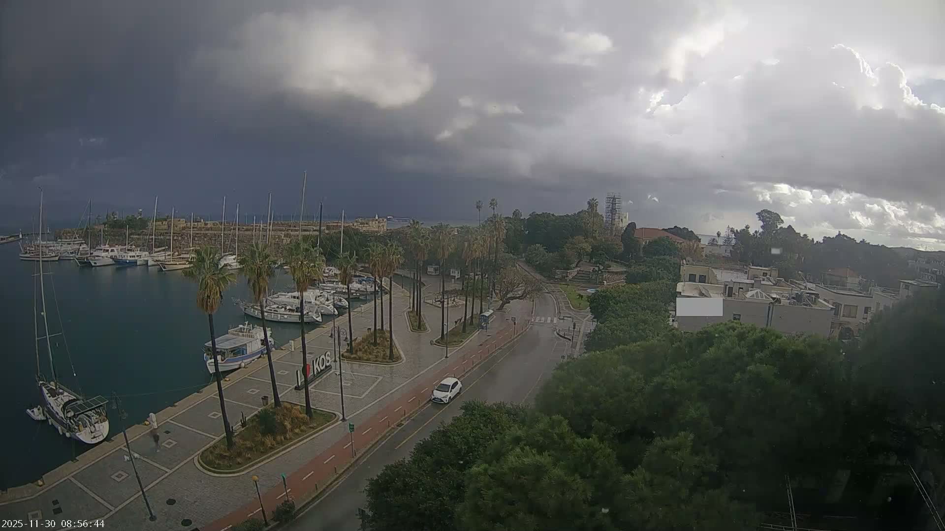 Kos City, Kos Island Harbour, Nerantzia Castle towards East View Live Cam - Kos, Dodacanese, South Aegean (Periféreia Notíou Aigaíou), Greece