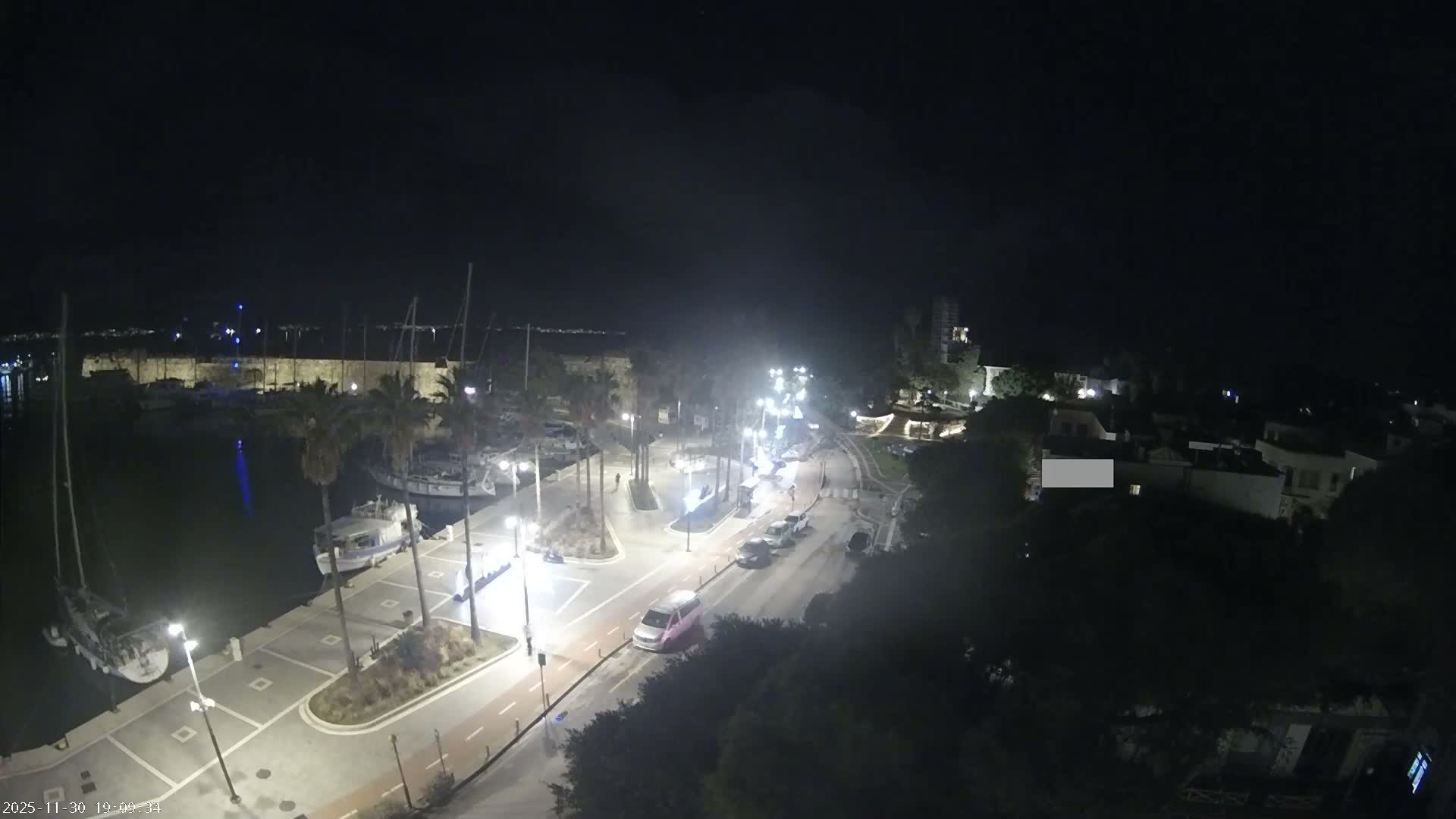 Kos City, Kos Island Harbour, Nerantzia Castle towards East View Live Cam - Kos, Dodacanese, South Aegean (Periféreia Notíou Aigaíou), Greece