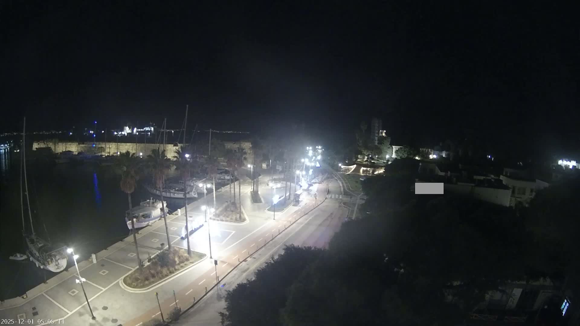 Kos City, Kos Island Harbour, Nerantzia Castle towards East View Live Cam - Kos, Dodacanese, South Aegean (Periféreia Notíou Aigaíou), Greece