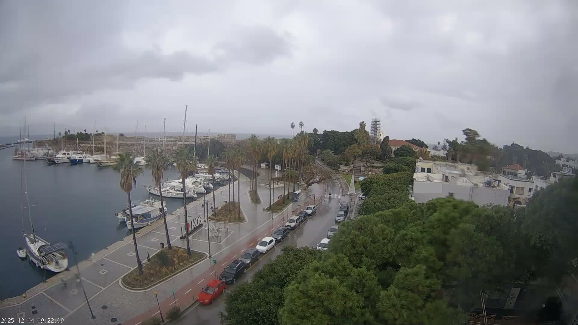 Kos City, Kos Island Harbour, Nerantzia Castle towards East View Live Cam - Kos, Dodacanese, South Aegean (Periféreia Notíou Aigaíou), Greece