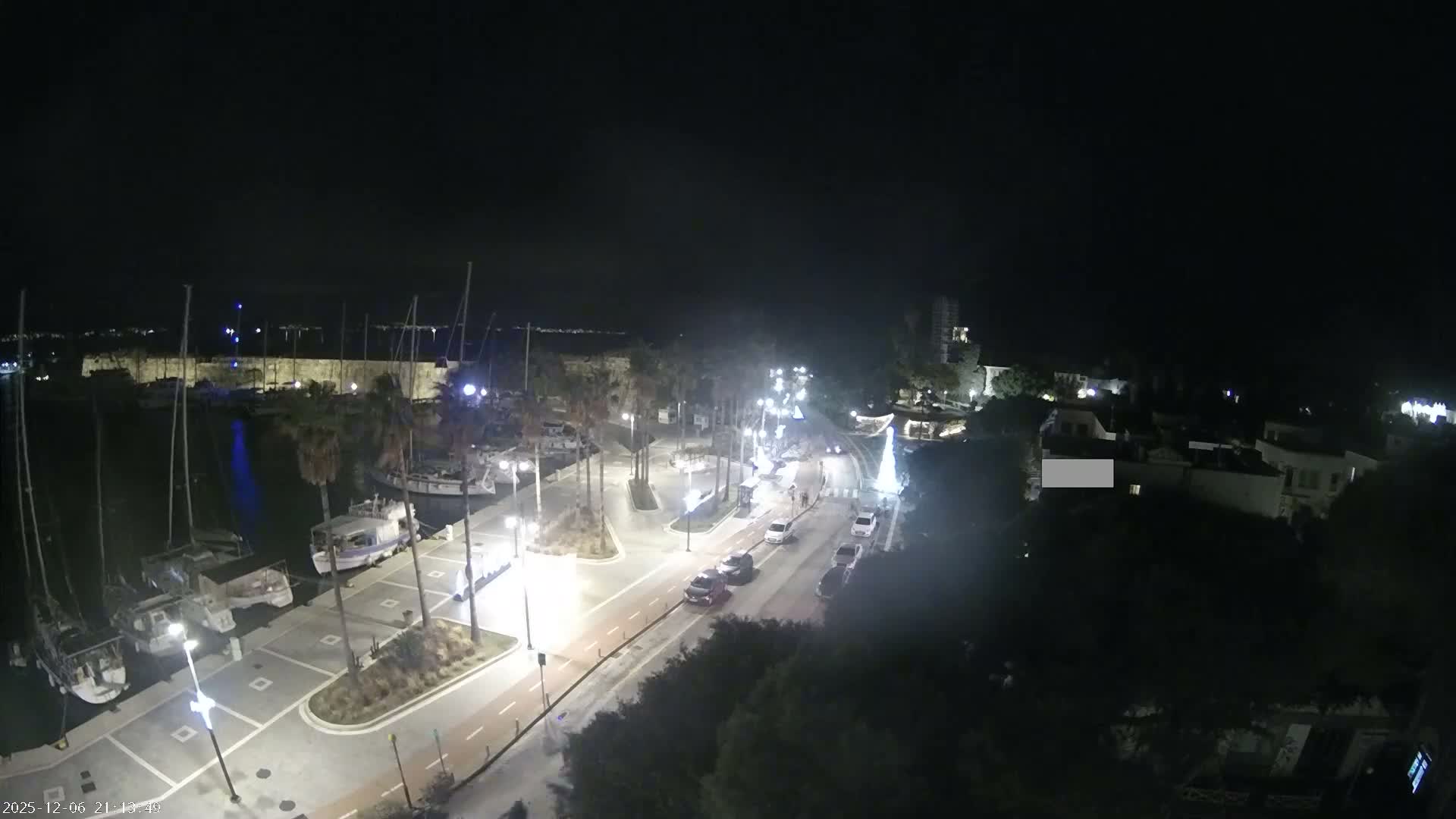 Kos City, Kos Island Harbour, Nerantzia Castle towards East View Live Cam - Kos, Dodacanese, South Aegean (Periféreia Notíou Aigaíou), Greece