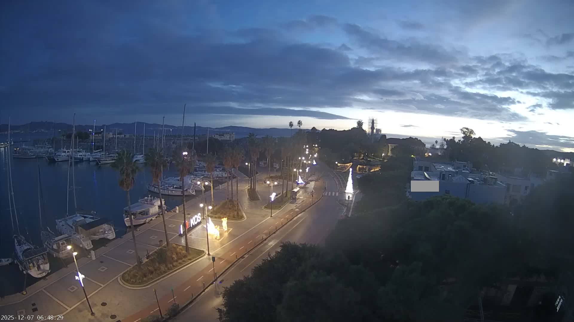 Kos City, Kos Island Harbour, Nerantzia Castle towards East View Live Cam - Kos, Dodacanese, South Aegean (Periféreia Notíou Aigaíou), Greece