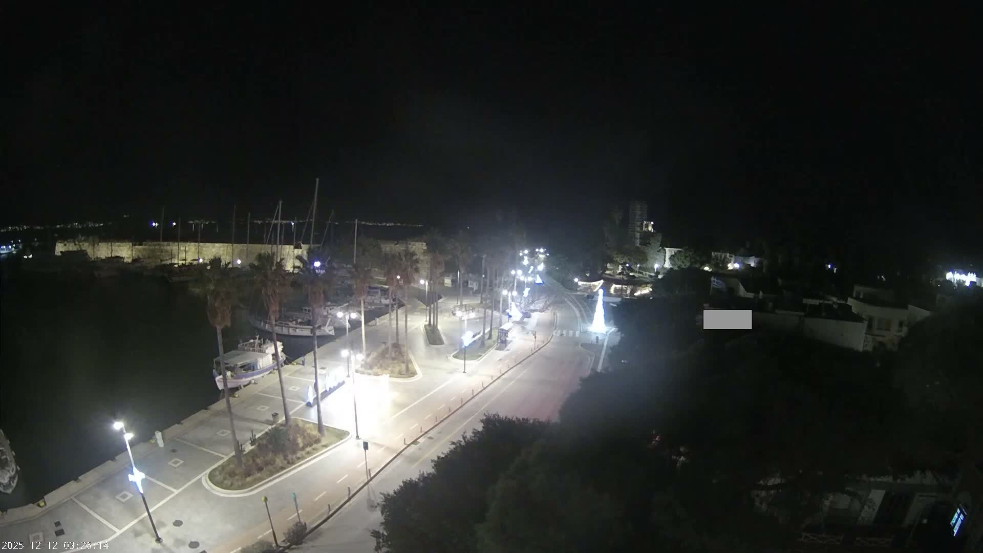 Kos City, Kos Island Harbour, Nerantzia Castle towards East View Live Cam - Kos, Dodacanese, South Aegean (Periféreia Notíou Aigaíou), Greece
