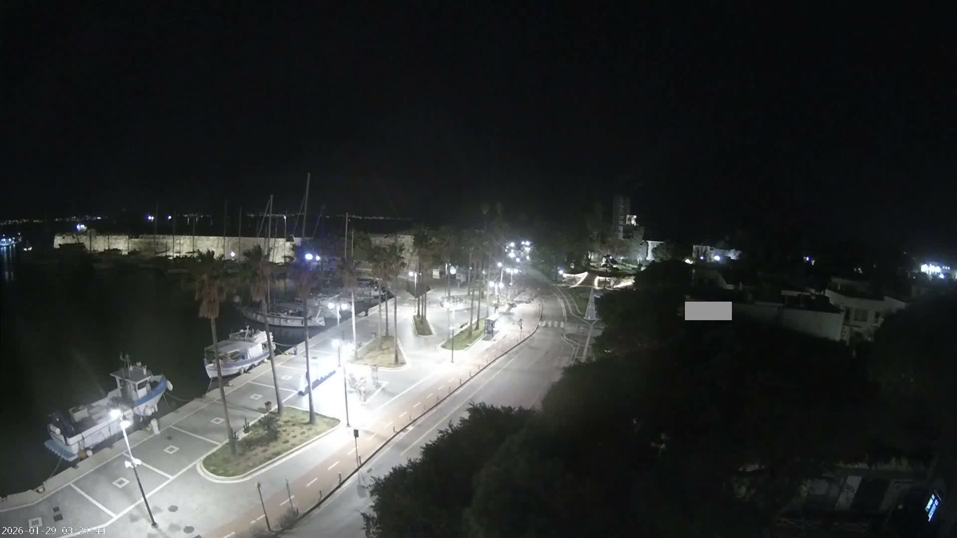 Kos City, Kos Island Harbour, Nerantzia Castle towards East View Live Cam - Kos, Dodacanese, South Aegean (Periféreia Notíou Aigaíou), Greece