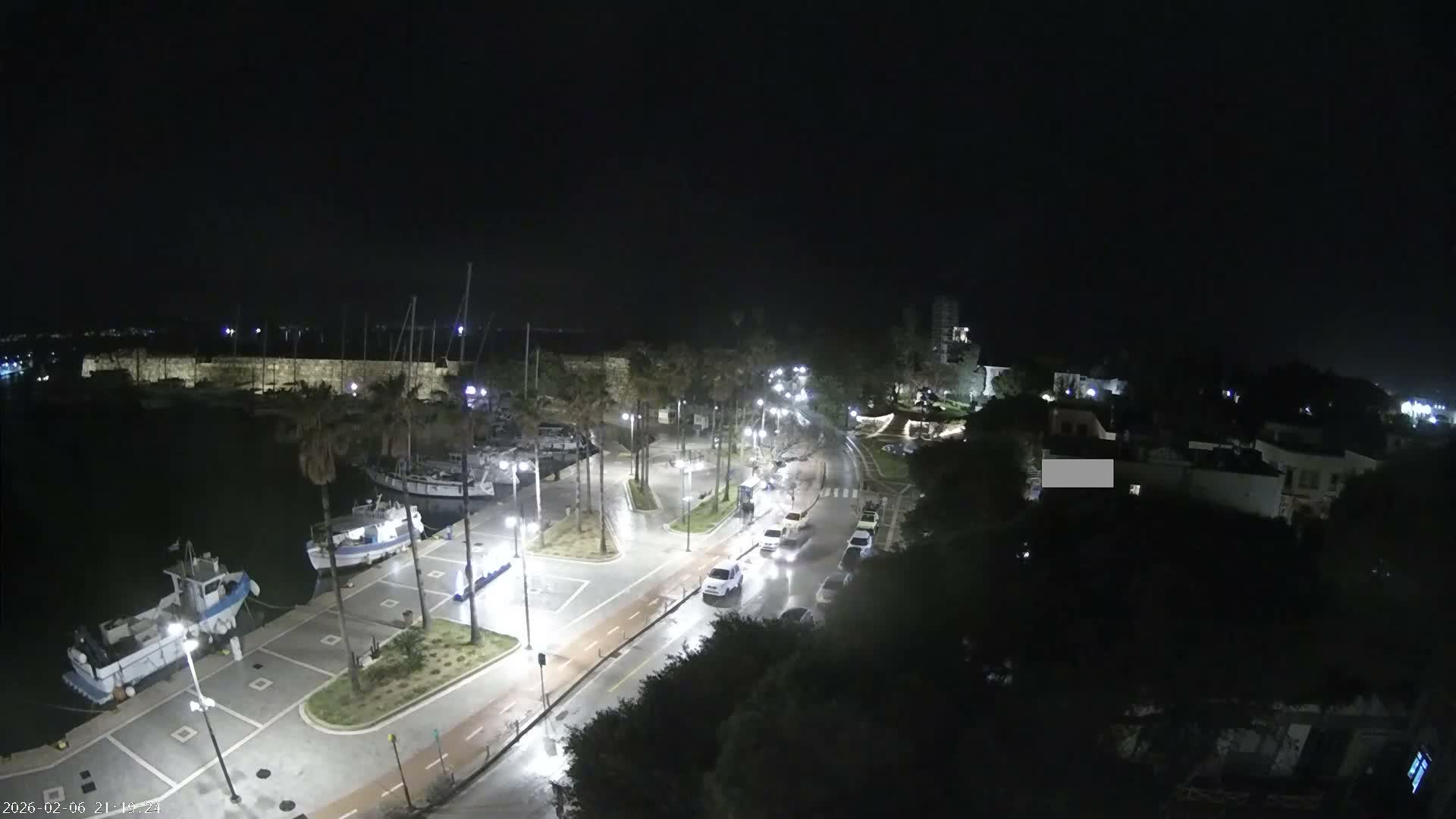 Kos City, Kos Island Harbour, Nerantzia Castle towards East View Live Cam - Kos, Dodacanese, South Aegean (Periféreia Notíou Aigaíou), Greece