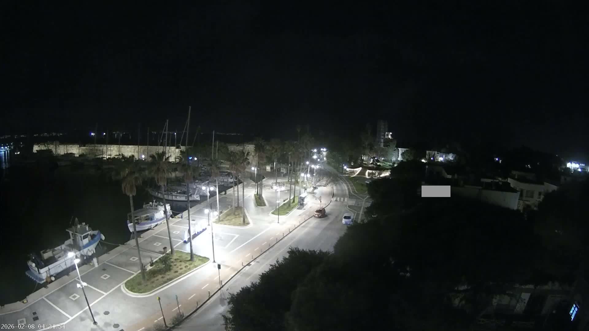 Kos City, Kos Island Harbour, Nerantzia Castle towards East View Live Cam - Kos, Dodacanese, South Aegean (Periféreia Notíou Aigaíou), Greece