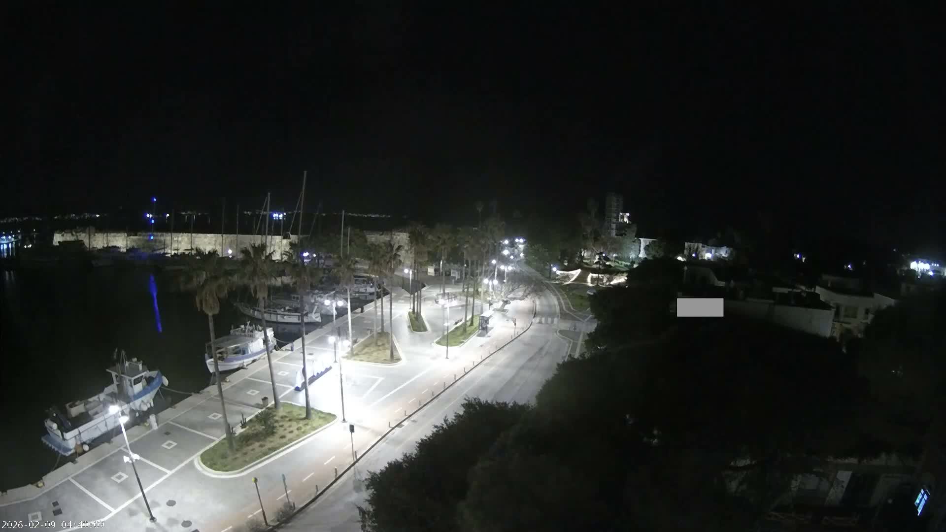 Kos City, Kos Island Harbour, Nerantzia Castle towards East View Live Cam - Kos, Dodacanese, South Aegean (Periféreia Notíou Aigaíou), Greece