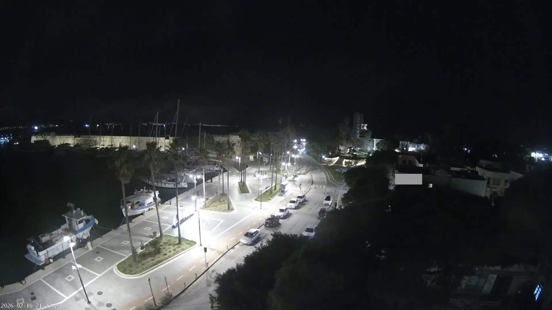 Kos City, Kos Island Harbour, Nerantzia Castle towards East View Live Cam - Kos, Dodacanese, South Aegean (Periféreia Notíou Aigaíou), Greece