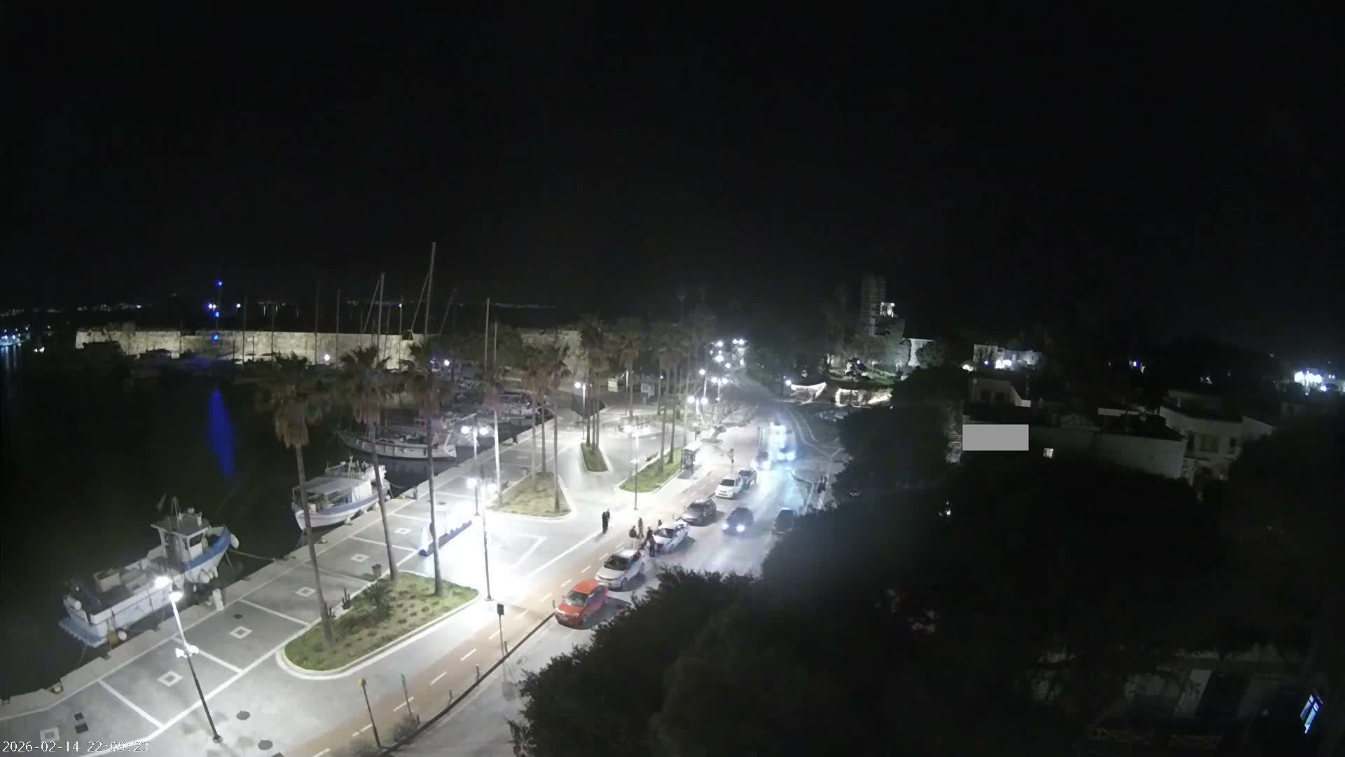 Kos City, Kos Island Harbour, Nerantzia Castle towards East View Live Cam - Kos, Dodacanese, South Aegean (Periféreia Notíou Aigaíou), Greece