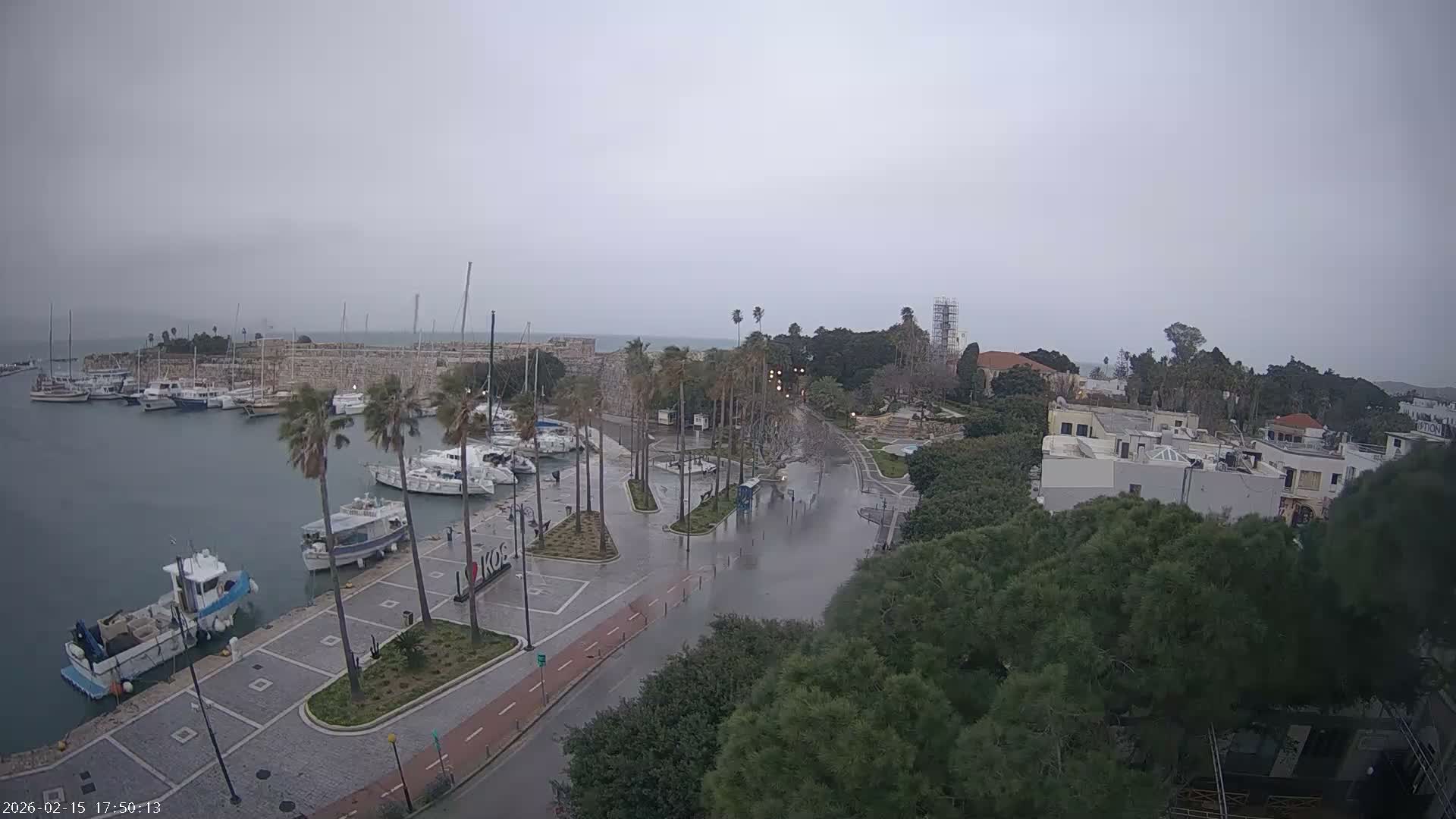 Kos City, Kos Island Harbour, Nerantzia Castle towards East View Live Cam - Kos, Dodacanese, South Aegean (Periféreia Notíou Aigaíou), Greece