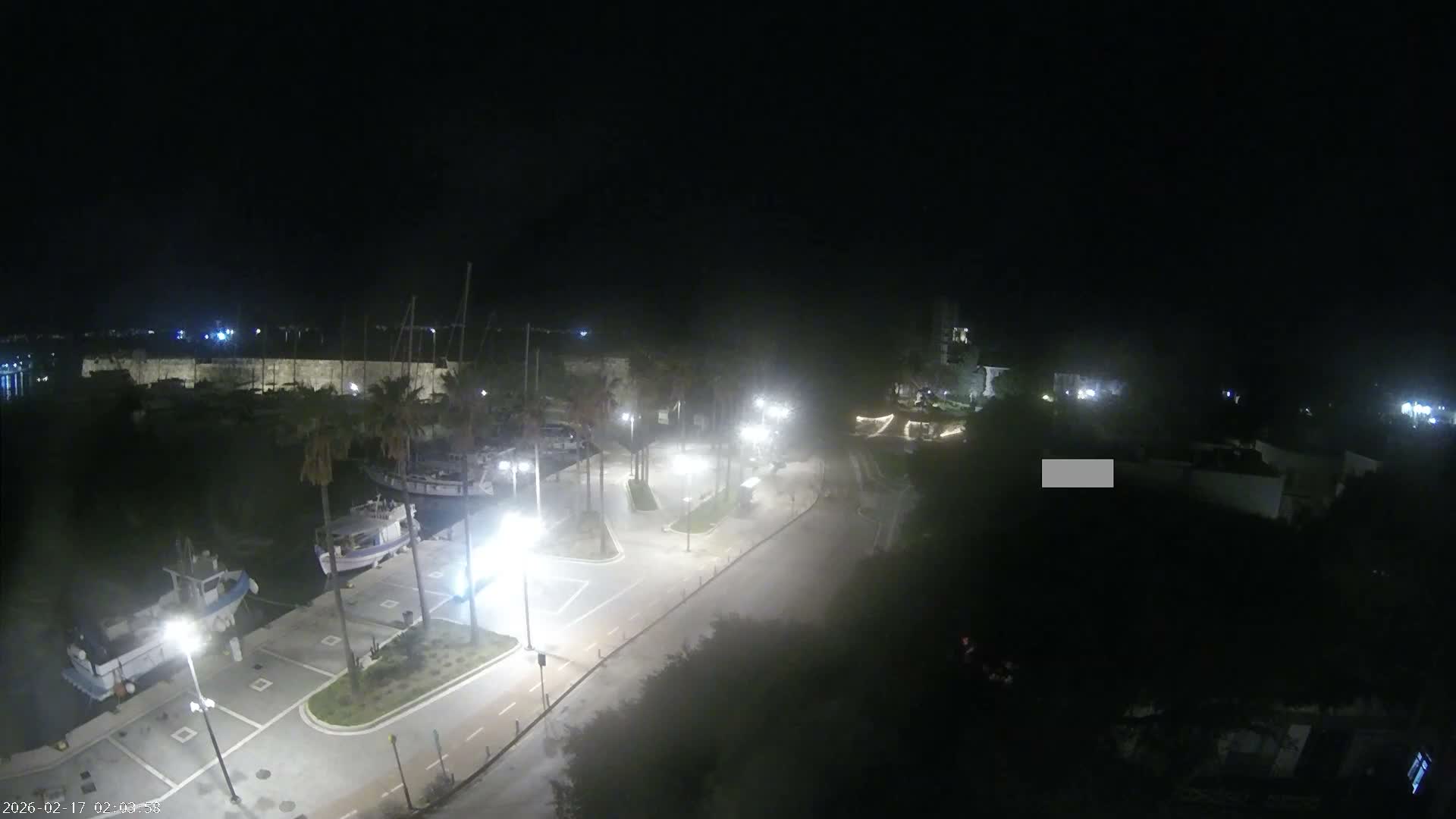 Kos City, Kos Island Harbour, Nerantzia Castle towards East View Live Cam - Kos, Dodacanese, South Aegean (Periféreia Notíou Aigaíou), Greece