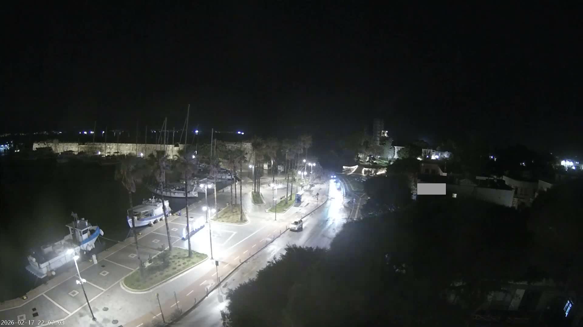 Kos City, Kos Island Harbour, Nerantzia Castle towards East View Live Cam - Kos, Dodacanese, South Aegean (Periféreia Notíou Aigaíou), Greece