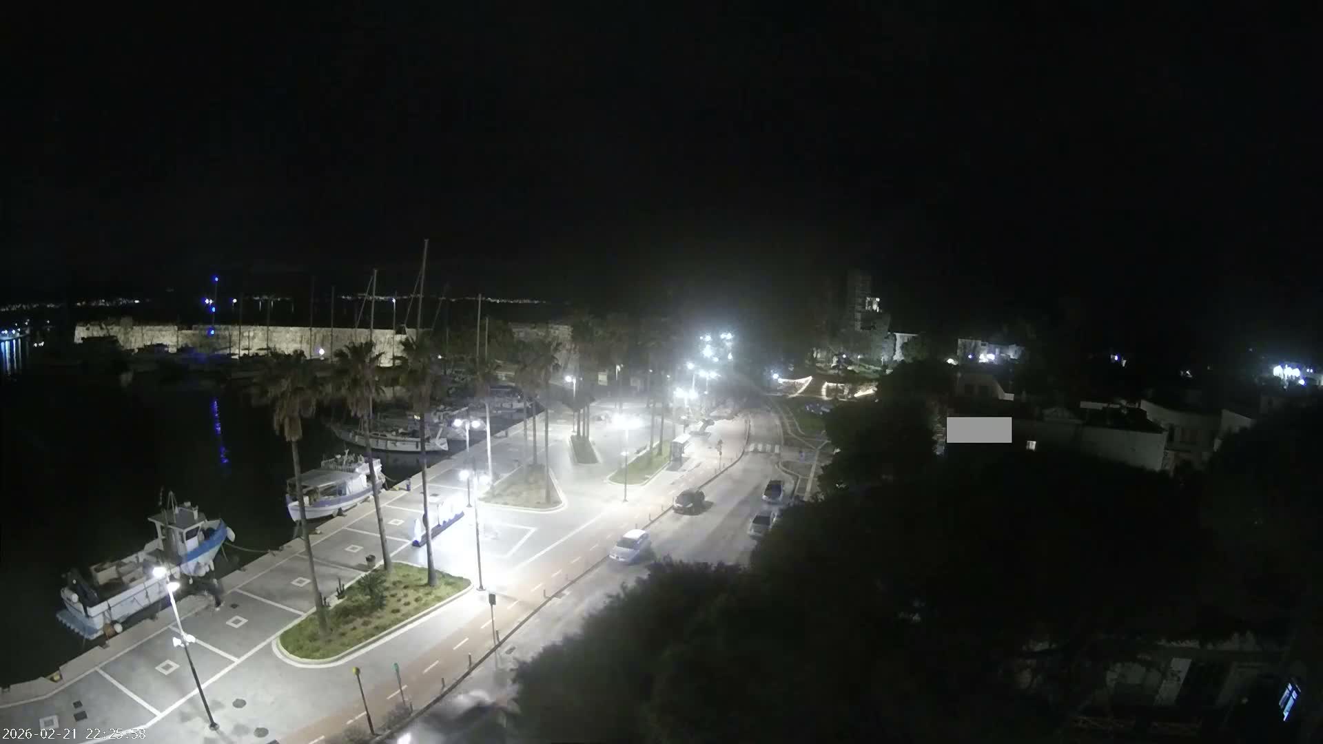 Kos City, Kos Island Harbour, Nerantzia Castle towards East View Live Cam - Kos, Dodacanese, South Aegean (Periféreia Notíou Aigaíou), Greece
