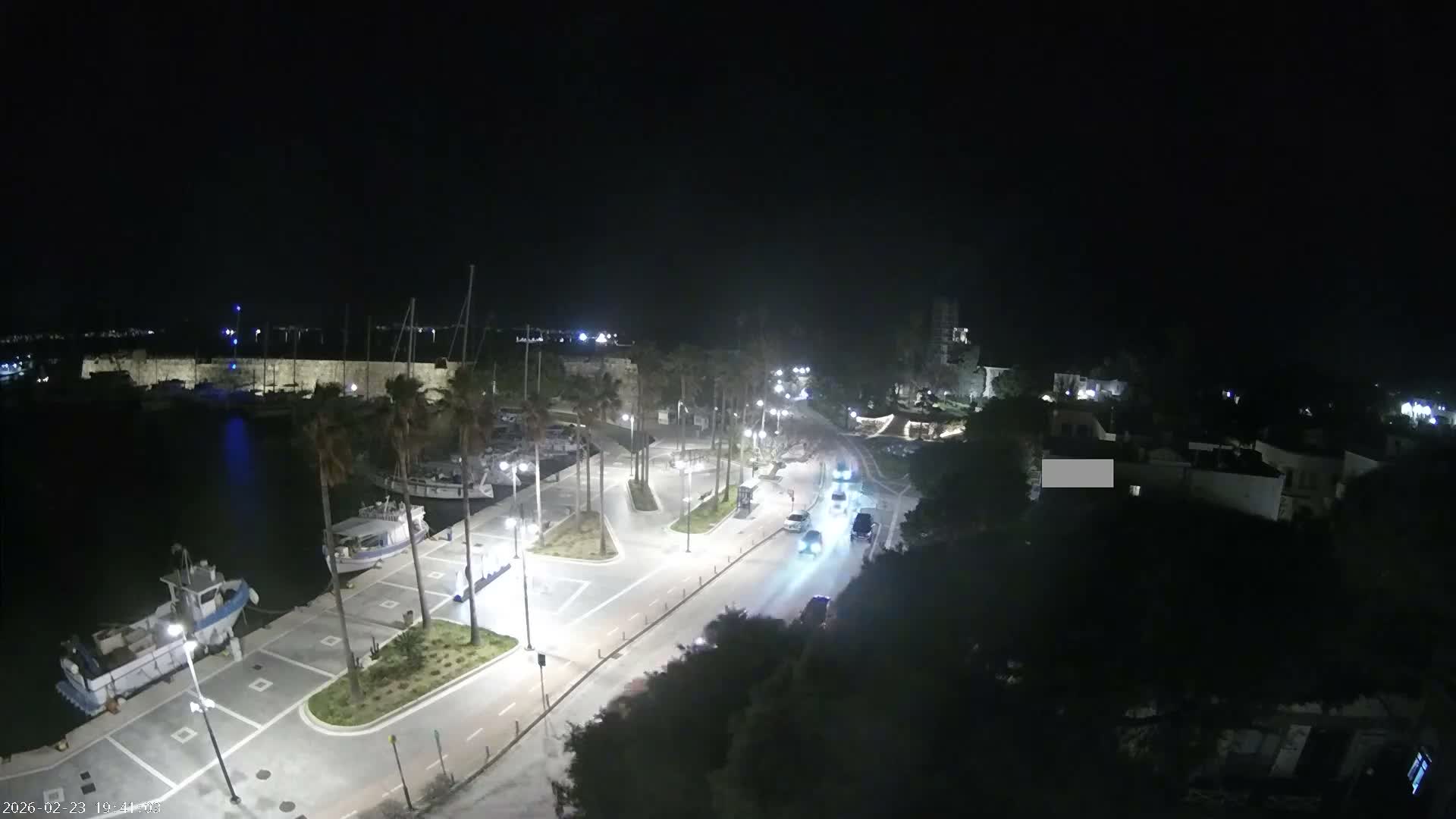 Kos City, Kos Island Harbour, Nerantzia Castle towards East View Live Cam - Kos, Dodacanese, South Aegean (Periféreia Notíou Aigaíou), Greece