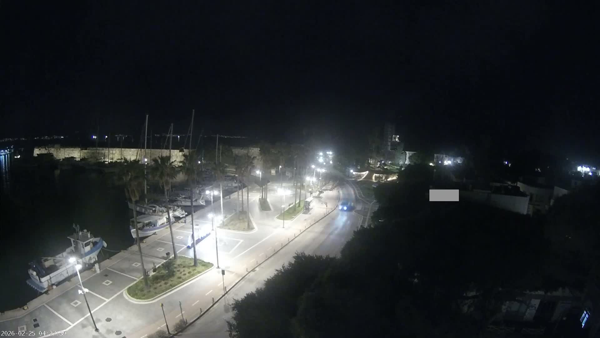 Kos City, Kos Island Harbour, Nerantzia Castle towards East View Live Cam - Kos, Dodacanese, South Aegean (Periféreia Notíou Aigaíou), Greece