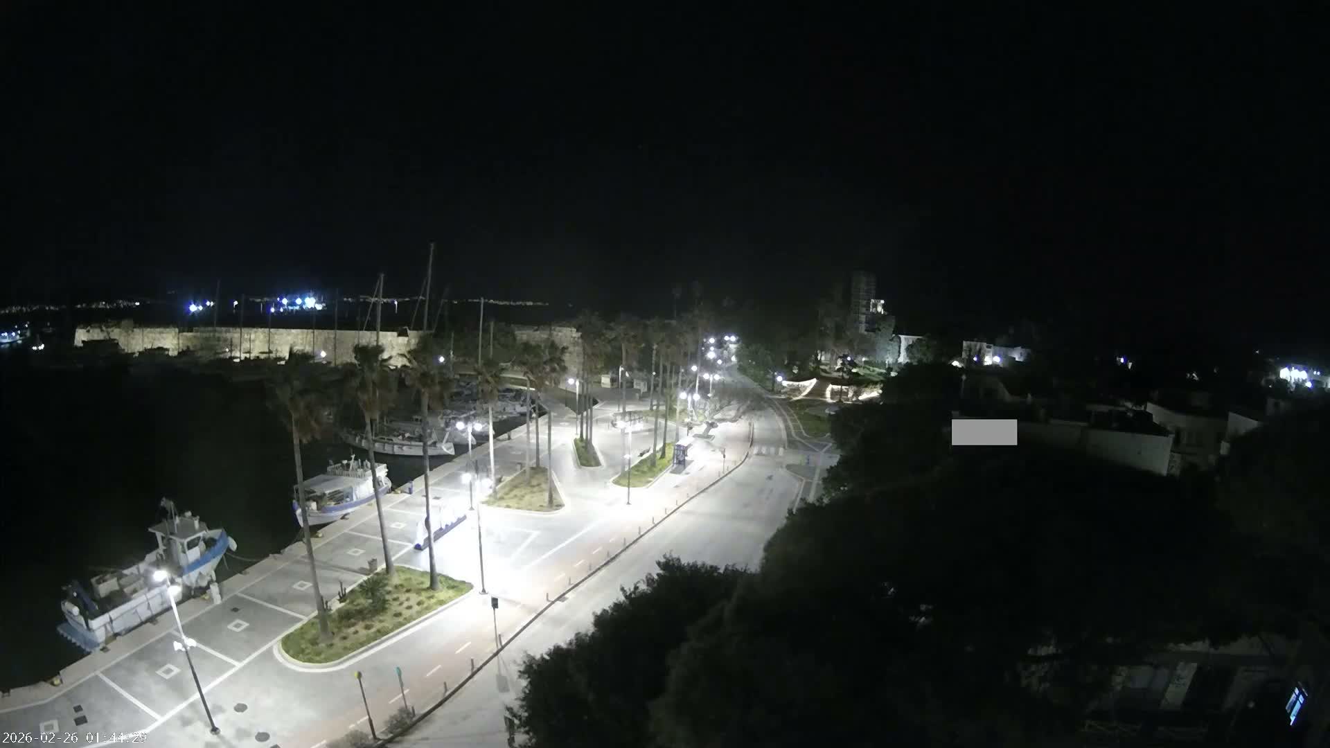 Kos City, Kos Island Harbour, Nerantzia Castle towards East View Live Cam - Kos, Dodacanese, South Aegean (Periféreia Notíou Aigaíou), Greece