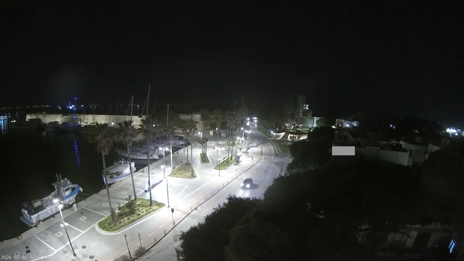 Kos City, Kos Island Harbour, Nerantzia Castle towards East View Live Cam - Kos, Dodacanese, South Aegean (Periféreia Notíou Aigaíou), Greece