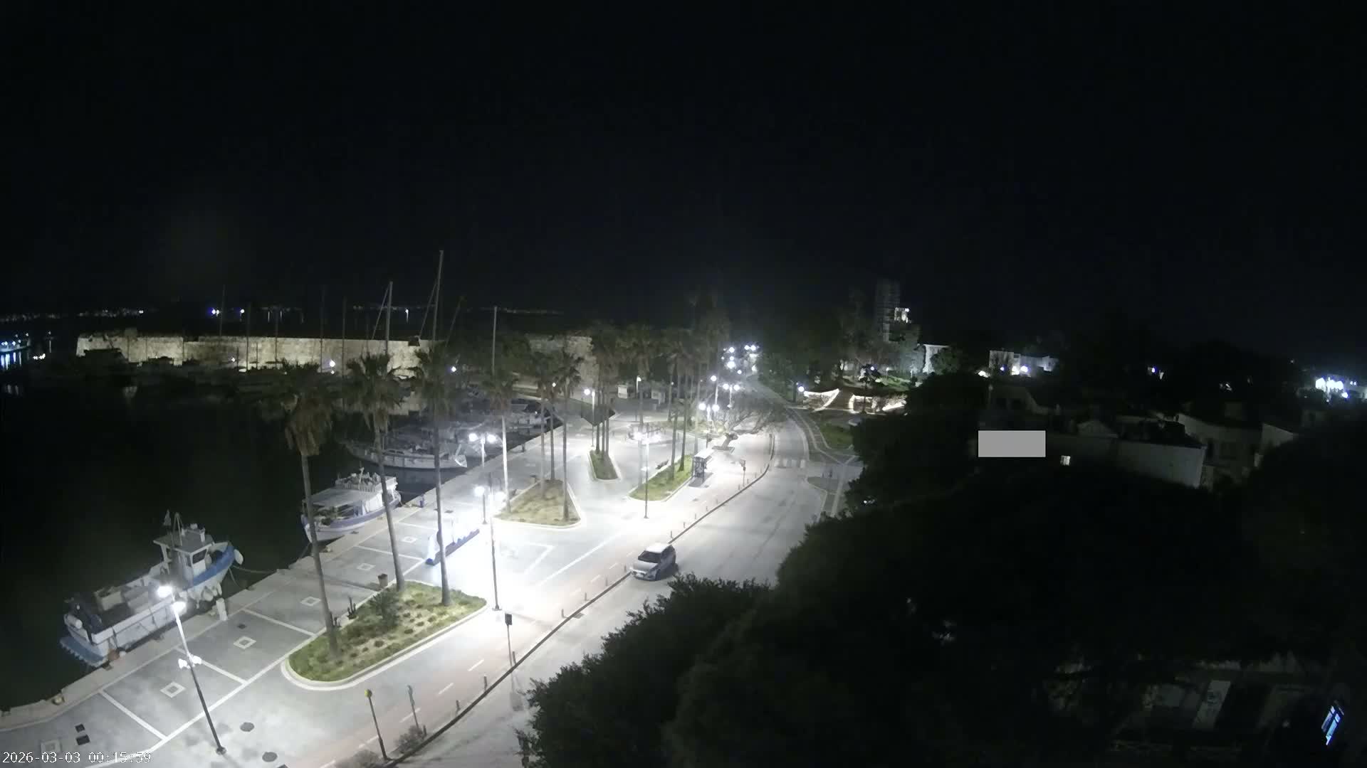 Kos City, Kos Island Harbour, Nerantzia Castle towards East View Live Cam - Kos, Dodacanese, South Aegean (Periféreia Notíou Aigaíou), Greece