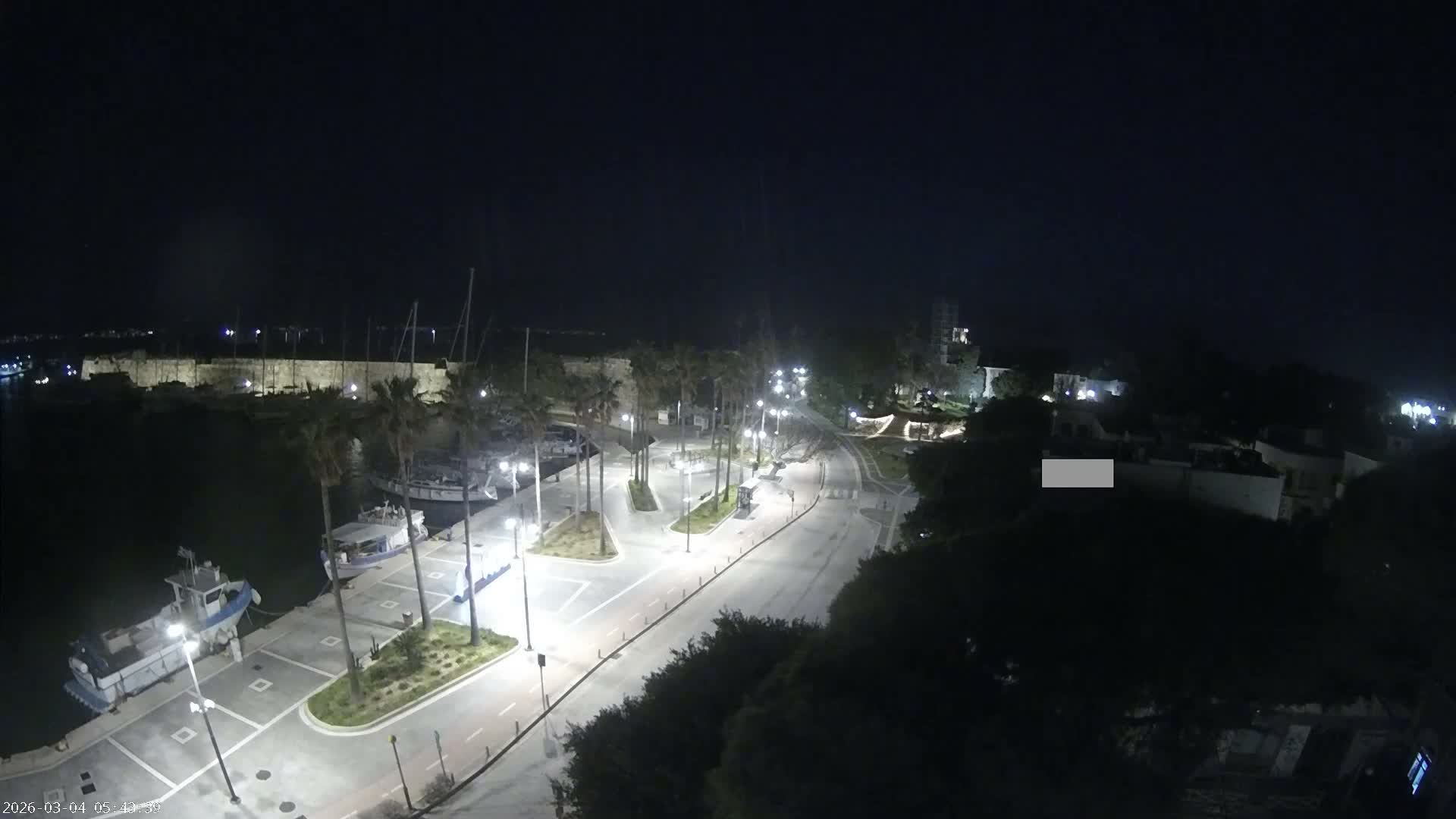 Kos City, Kos Island Harbour, Nerantzia Castle towards East View Live Cam - Kos, Dodacanese, South Aegean (Periféreia Notíou Aigaíou), Greece
