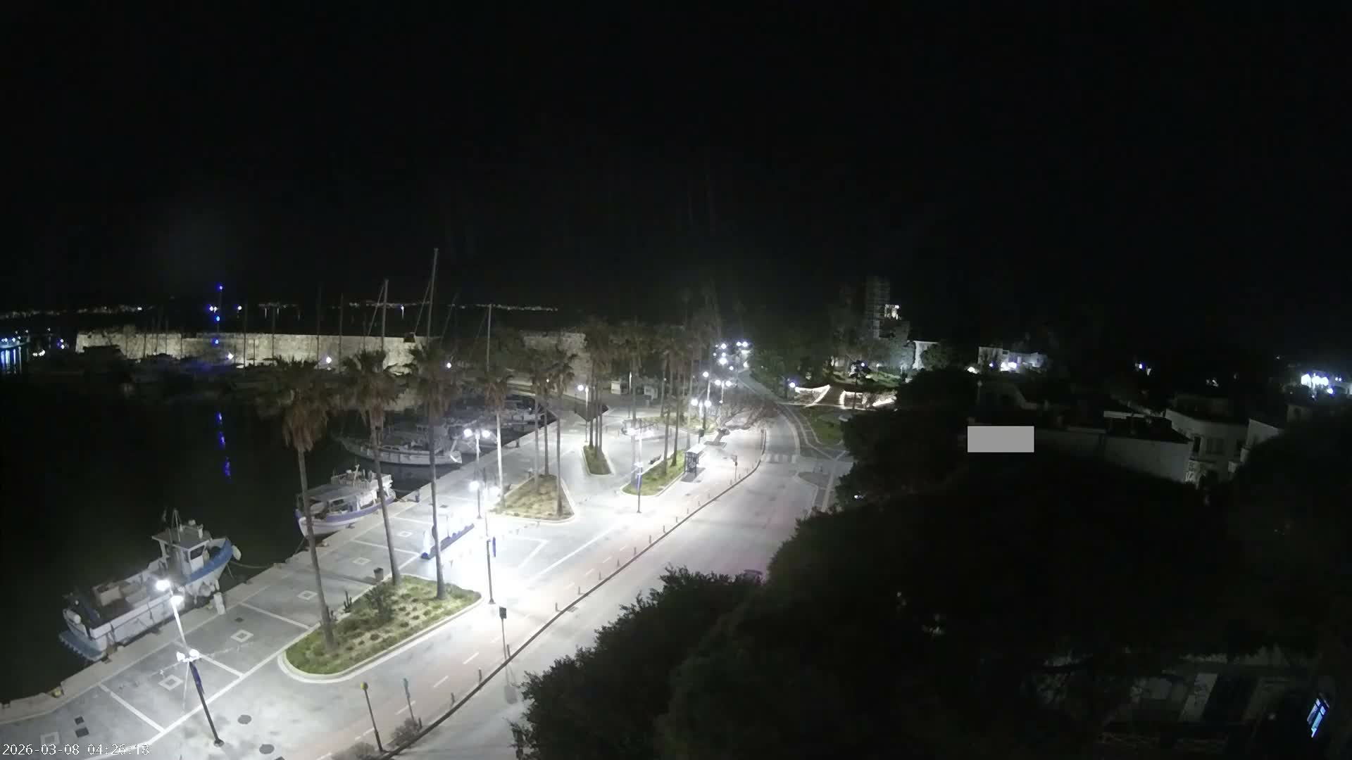 Kos City, Kos Island Harbour, Nerantzia Castle towards East View Live Cam - Kos, Dodacanese, South Aegean (Periféreia Notíou Aigaíou), Greece
