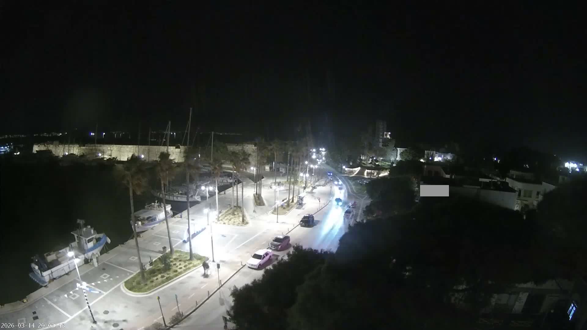 Kos City, Kos Island Harbour, Nerantzia Castle towards East View Live Cam - Kos, Dodacanese, South Aegean (Periféreia Notíou Aigaíou), Greece
