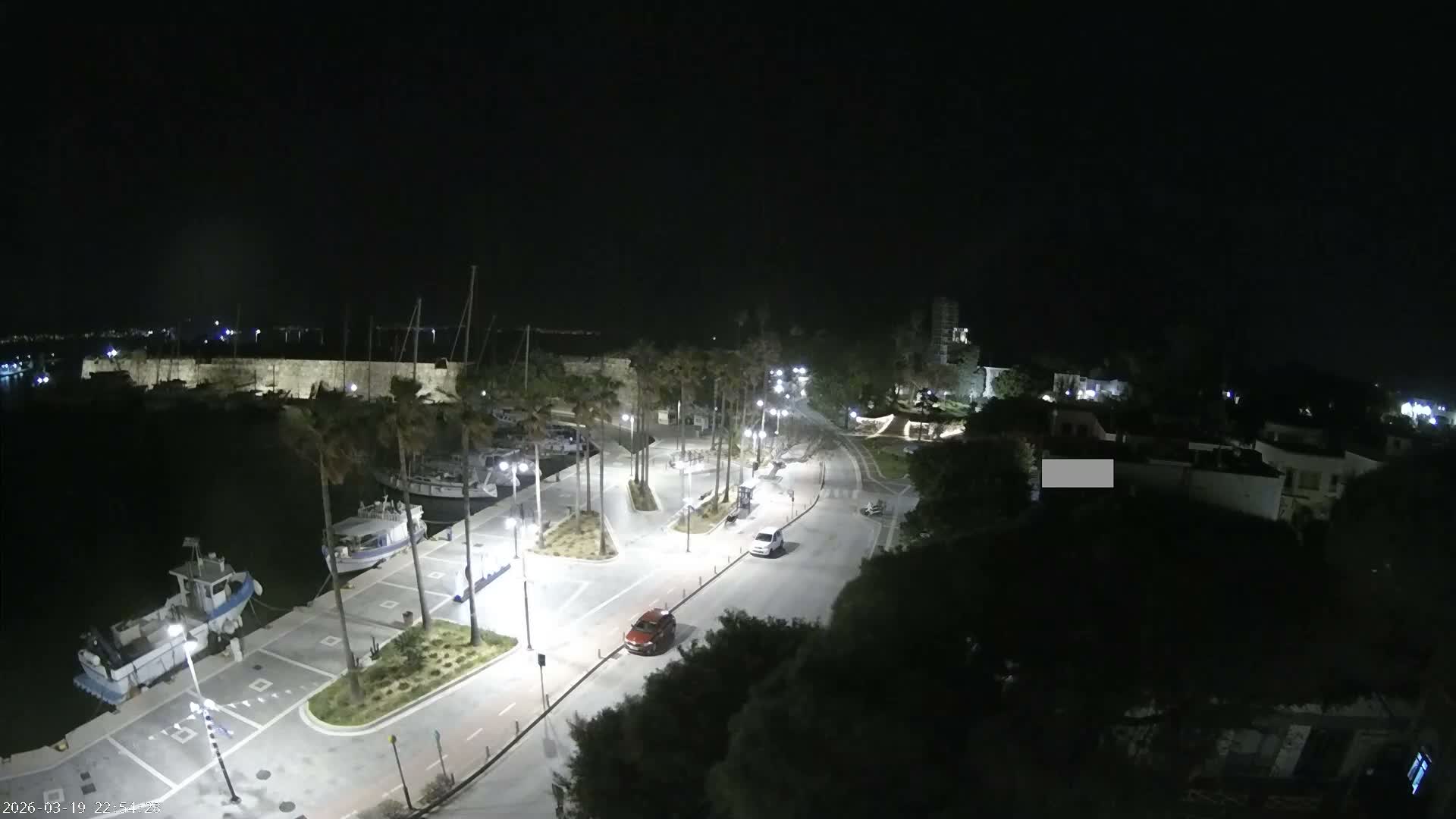 Kos City, Kos Island Harbour, Nerantzia Castle towards East View Live Cam - Kos, Dodacanese, South Aegean (Periféreia Notíou Aigaíou), Greece