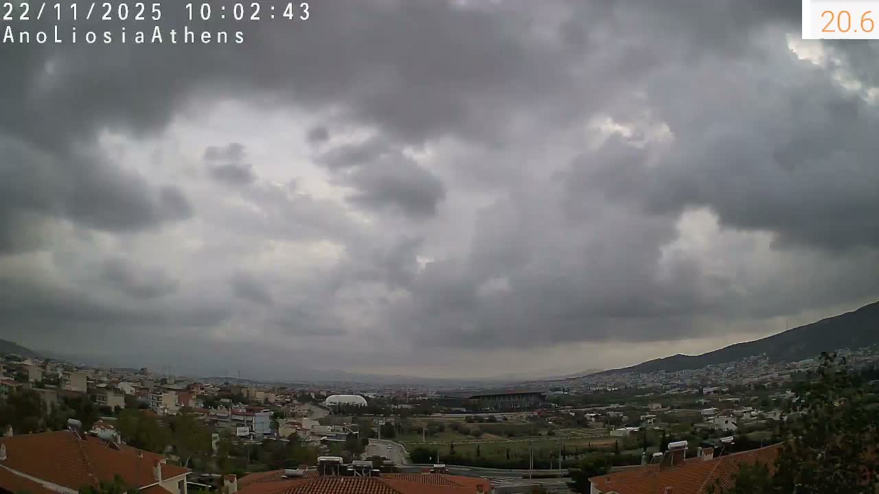 Athens, Ano Liosia towards Athína Skyline Live Cam - Áno Liósia, Fyli, West Attica (Dytikís Attikís) Athens (Athína) , Attica (Attikí), Greece