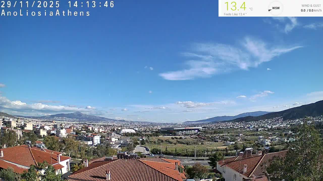 Athens, Ano Liosia towards Athína Skyline Live Cam - Áno Liósia, Fyli, West Attica (Dytikís Attikís) Athens (Athína) , Attica (Attikí), Greece