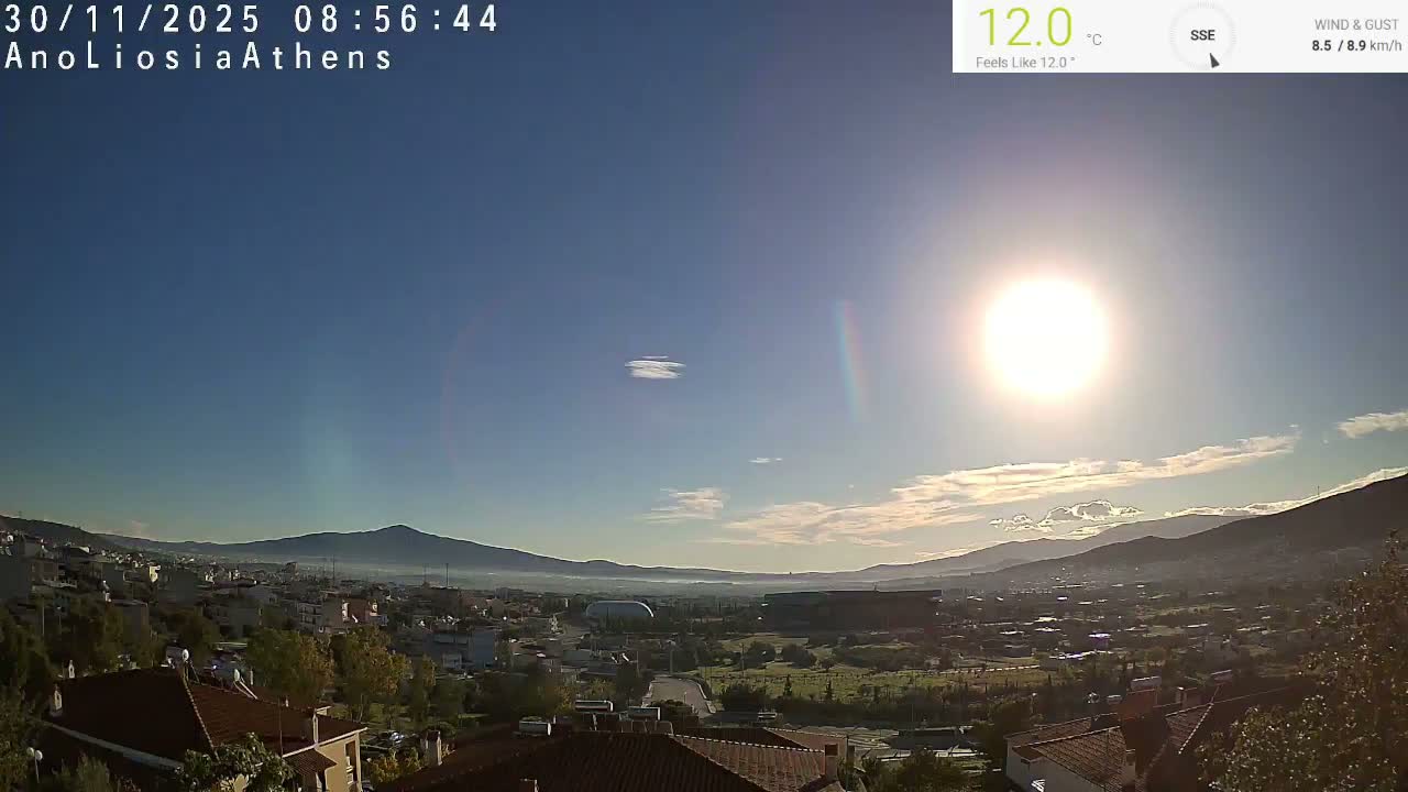 Athens, Ano Liosia towards Athína Skyline Live Cam - Áno Liósia, Fyli, West Attica (Dytikís Attikís) Athens (Athína) , Attica (Attikí), Greece