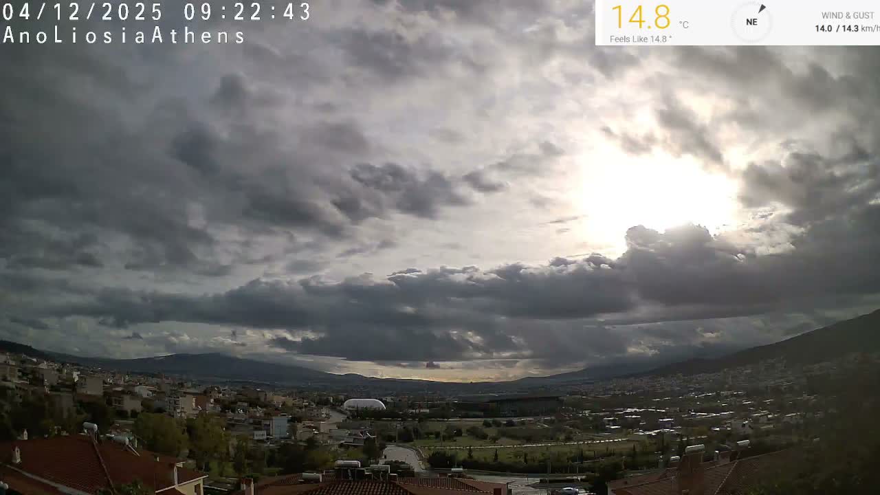Athens, Ano Liosia towards Athína Skyline Live Cam - Áno Liósia, Fyli, West Attica (Dytikís Attikís) Athens (Athína) , Attica (Attikí), Greece