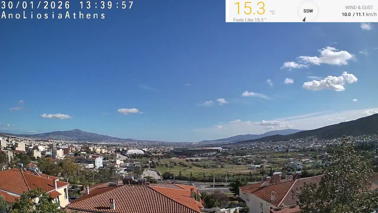 Athens, Ano Liosia towards Athína Skyline Live Cam - Áno Liósia, Fyli, West Attica (Dytikís Attikís) Athens (Athína) , Attica (Attikí), Greece