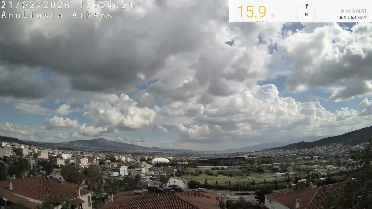 Athens, Ano Liosia towards Athína Skyline Live Cam - Áno Liósia, Fyli, West Attica (Dytikís Attikís) Athens (Athína) , Attica (Attikí), Greece