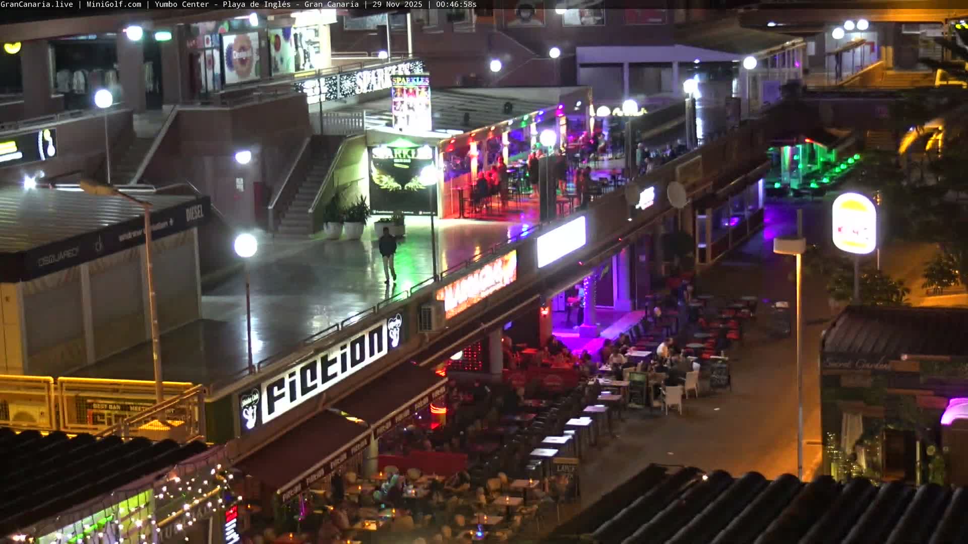 Gran Canaria, Playa del Ingles City & Yumbo Centrum Shopping Mall Live Cam - Playa del Inglés, San Bartolomé de Tirajana, Gran Canaria, Canary Islands (Canarias), Spain